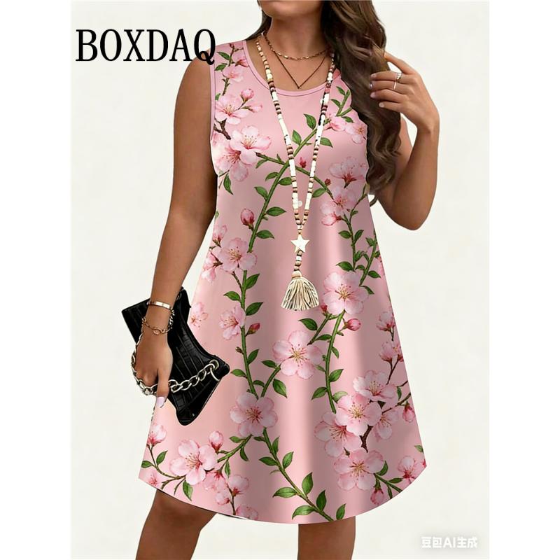 2026 Women Dresses Plus Size Women's Sundress Polka Dot 3D Printing Tank Dress Summer Casual Sleeveless O Neck Loose Dresses 6XL