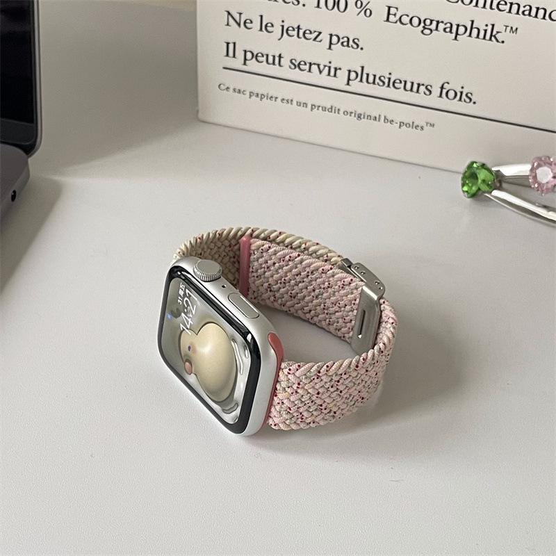 Suitable for iwatch9 Apple Watch with s10 generation nylon Applewatch87se elastic braided SE color matching