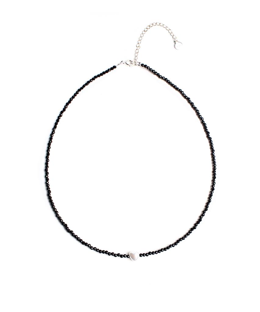 Racoha Pearl Heart Crystal Necklace (Silver 925)