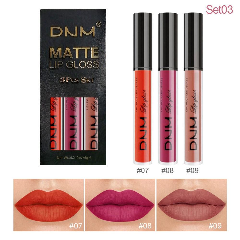 3-teiliges Lipgloss-Set mit 3 Farben, nicht abfärbend, wasserfester Lippenstift, mattes Finish