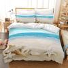 Ocean Beach Palm Tree Duvet Cover Set Sea Wave Polyester Quilt Cover Tropical Leaves Hawaiian Vacation Print For Kid Adult Teen