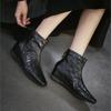 Johnature Genuine Leather Pleated Height-increasing Short Boots Retro Versatile Square Toe Women's Shoes