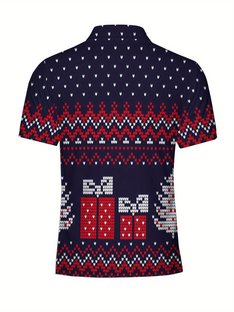 Christmas Print - Men'S Short-Sleeve Polo Shirt - Stylish And Easy Short-Sleeve, Buttoned, Casual Collar Polo Shirt, Fashionable And Versatile,