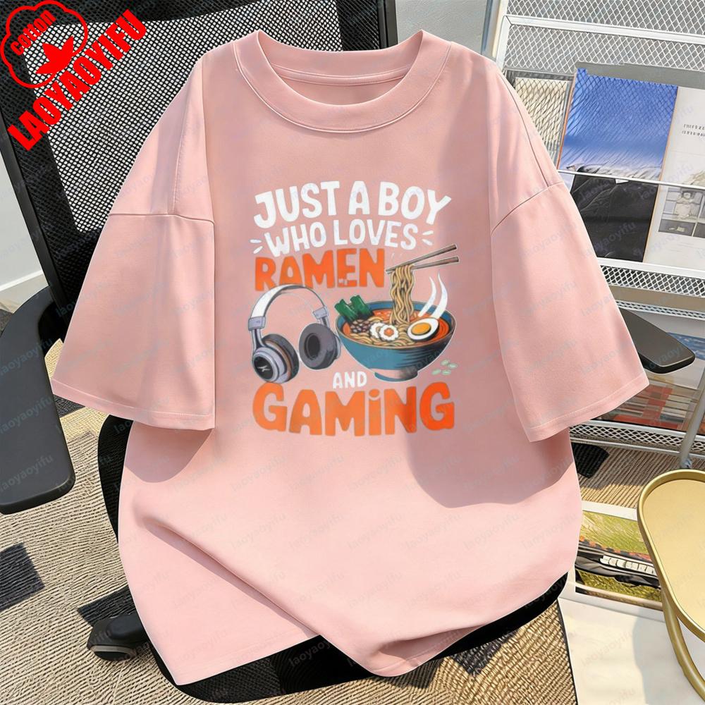 Just A Boy Who Loves RaUnisex and Gaming Printed TShirt Fashion Holiday Fine Food Unisexs Clothing Summer Casual Stlye Otaku Tee