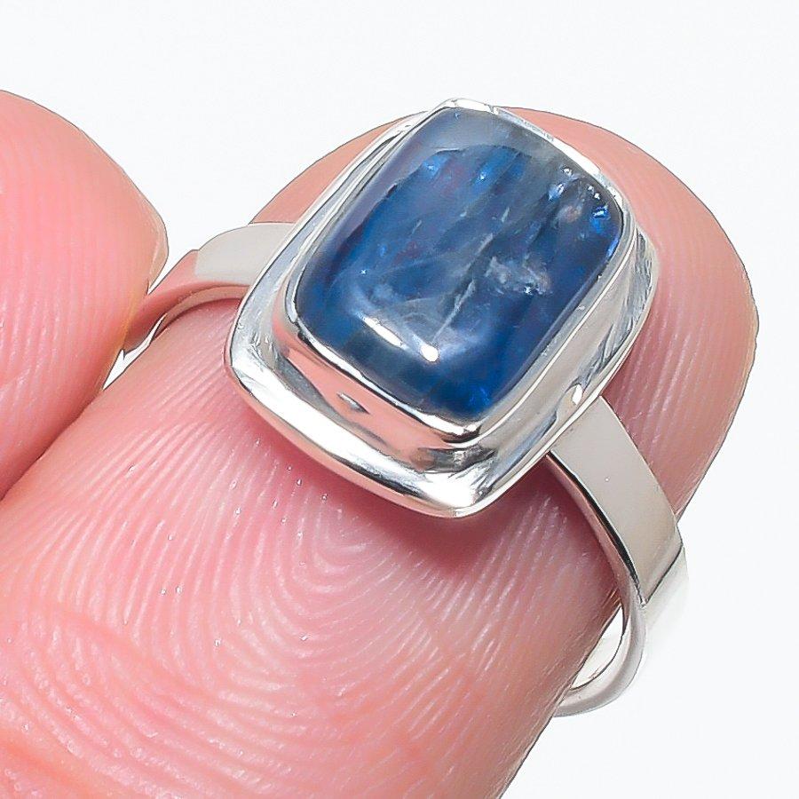 

Natural Blue Kyanite Gemstone Handmade 925 Solid Silver Jewelry Ring Size 7 M3P45