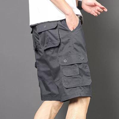 Summer Casual Multi-pocket Men's Large Size Loose Straight Tooling Shorts Retro Washed Cotton Five-point Pants
