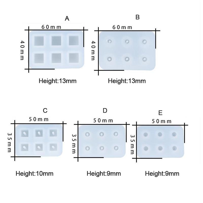 Rectangle Silicone Mould Square Bead Ball 6 Holes Diy Epoxy Jewelry Pendant Mold