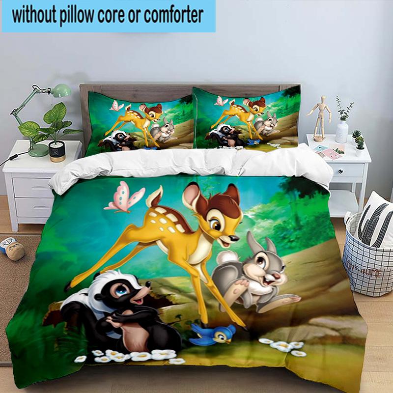 3PCS Classic cartoon Bam Deer 3pcs Bedding,Including 3PCS Duvet Cover And 2pcs Pillowcases Perfect for Christmas,Ideal for Bedroom, Dormitory