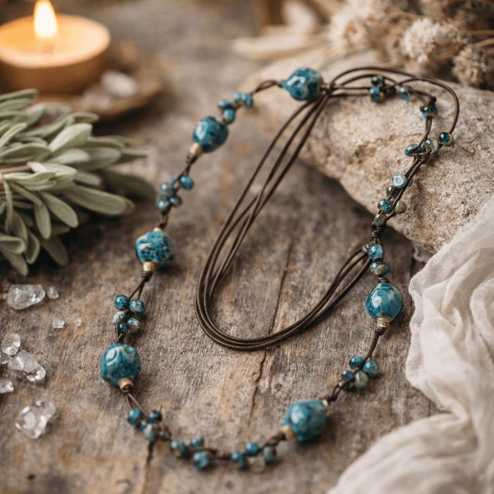 Ethnic Style Beaded Necklaces Bohemia Sweater Chain Fashion Jewelry Ceramic Chain For Women