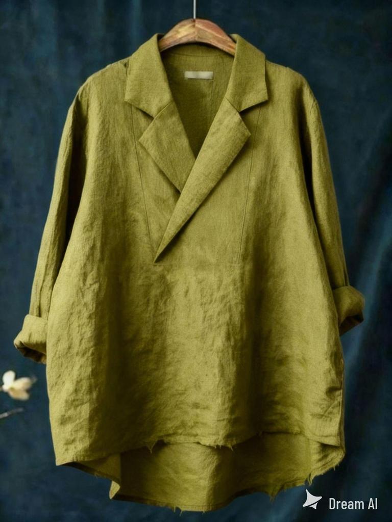 2025 Trendy European & American Women's Solid Suit Collar Shirt for Spring & Summer