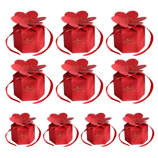 

1 комплект коробка конфет изысканный узор яркий цвет шестиугольная 3D визуальный эффект многоразовая свадебная подарочная упаковка коробка конфет Контейнер для сладостей красный