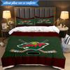 3PCS Minnesota Hockey Team Bedding Set,Including 1pc Duvet Cover And 2pcs Pillowcases Perfect for Bedroom, Dormitory, Fan Christmas gift