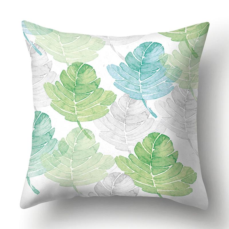Polyester Pillowcase Green Tree Leaf Pillowcase Home Soft Furnishing Car Cushion Cover