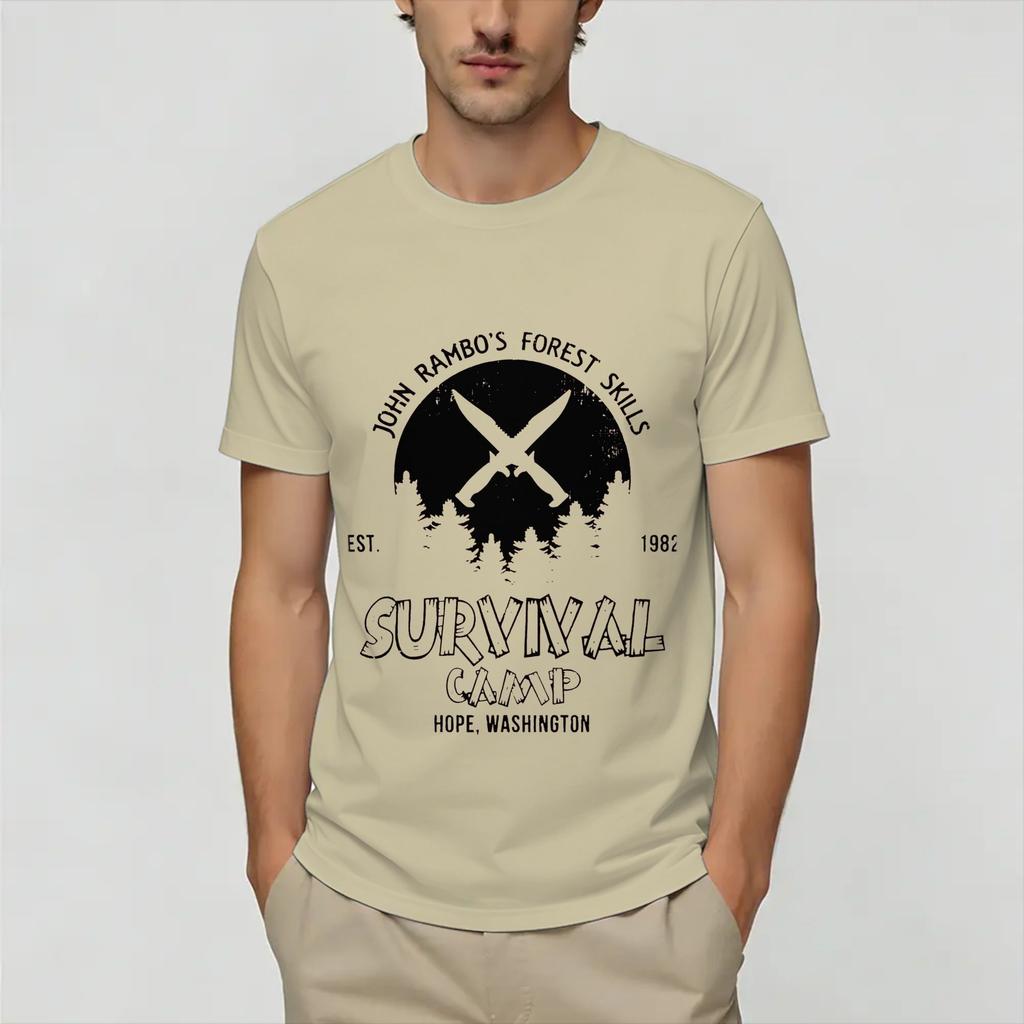 John Rambos T Shirt Summer Hipster TShirts Unisex Pure Cotton O Neck Oversized Clothes Short Sleeves Y2K Casual Tops