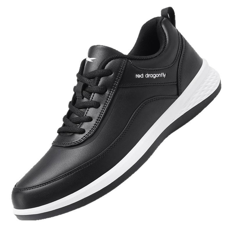 Red Dragonfly Men's Black Leather Waterproof Sports Casual Shoes - Spring/Summer Collection.