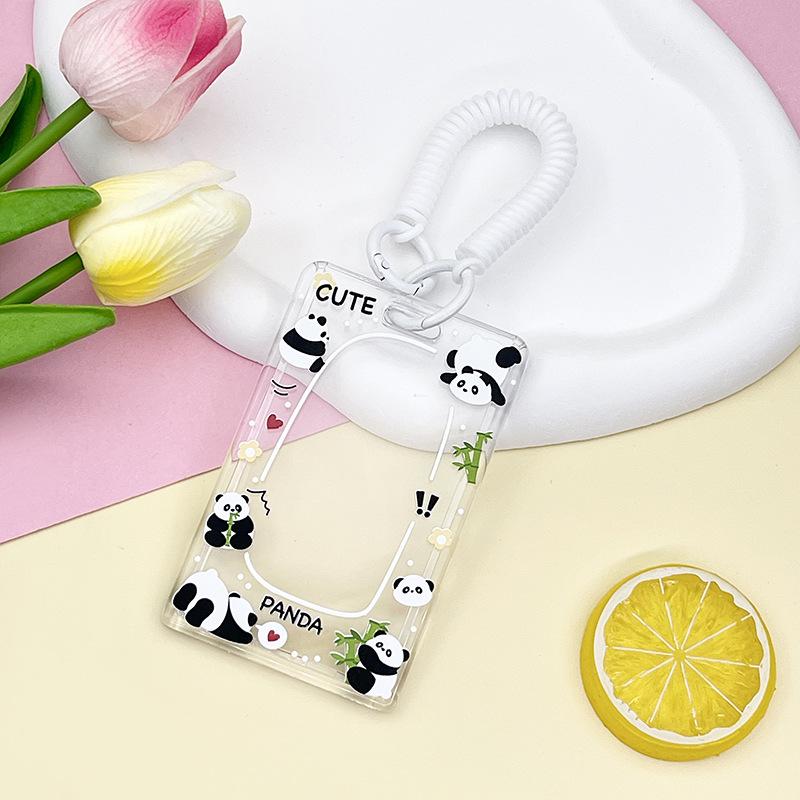 Transparent Card Holder Cartoon Animal Print ID Card Badge Holder Case Kawaii Cartoon Cute Student Bus Card Cover