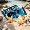 Custom Name Personalized Demon Slayer Print Beach Towel, for Trip Camping Beach Party Home Decor, Birthday Gift for Family & Friends