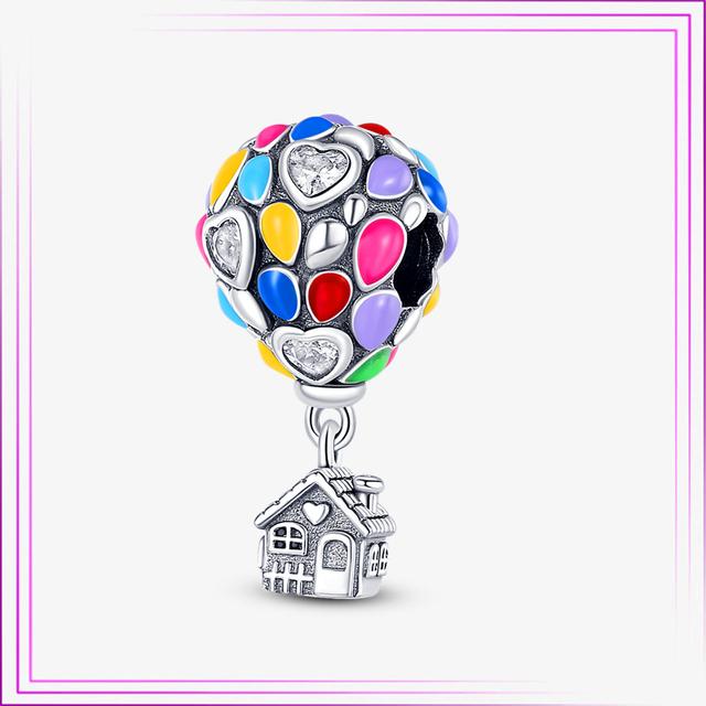 925 Sterling Sølv Hjerte Blomst Luftballong Flamingo Rosa Sjarm Plata De Ley Bil Katt Perle DIY For Originalt Armbånd Smykker