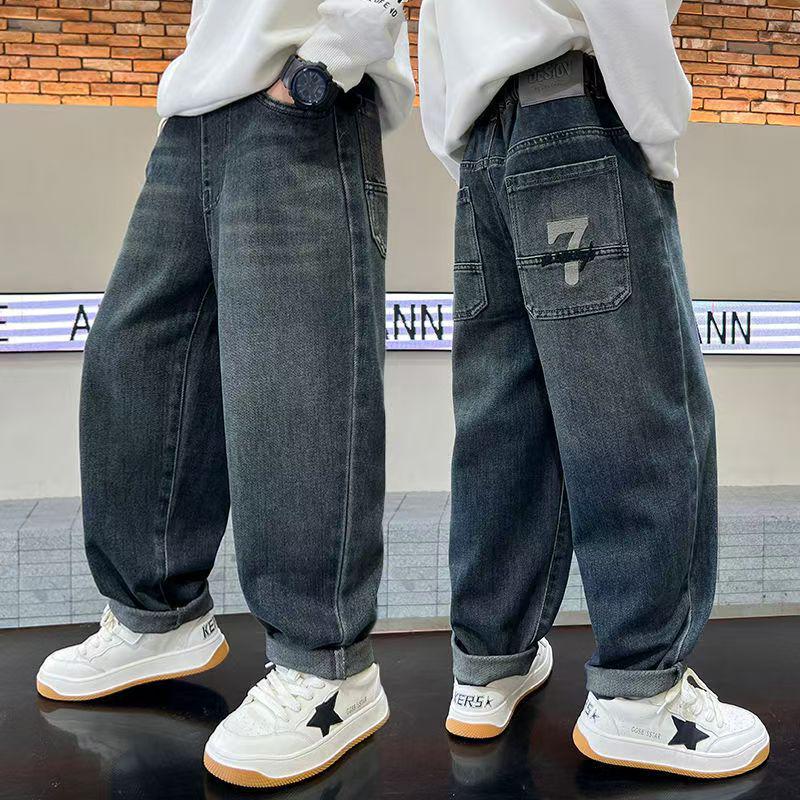 Boys' Stylish Spring/Autumn Jeans - Trendy Casual Long Pants for Medium and Large Kids