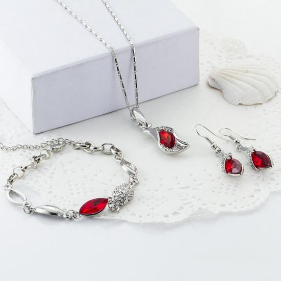 Kobiety Rhinestone geometryczny wisiorek naszyjnik bransoletka kolczyki zestaw biżuterii