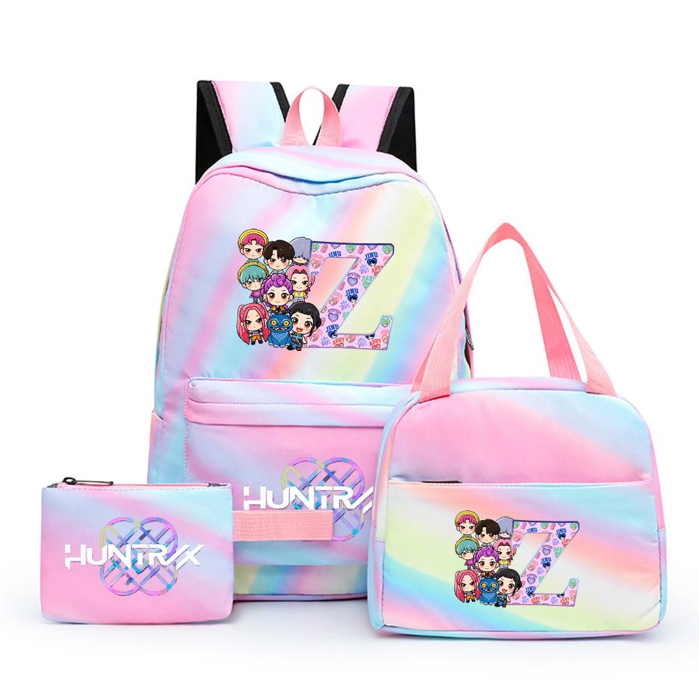 3 Stück/Set NEUER K-Pop bedruckter Rucksack mit Federmäppchen Brotzeittasche für Teenager Mädchen Junge Schultasche Kindergeschenk Große Kapazität Wasserdicht Reisetasche Rucksack