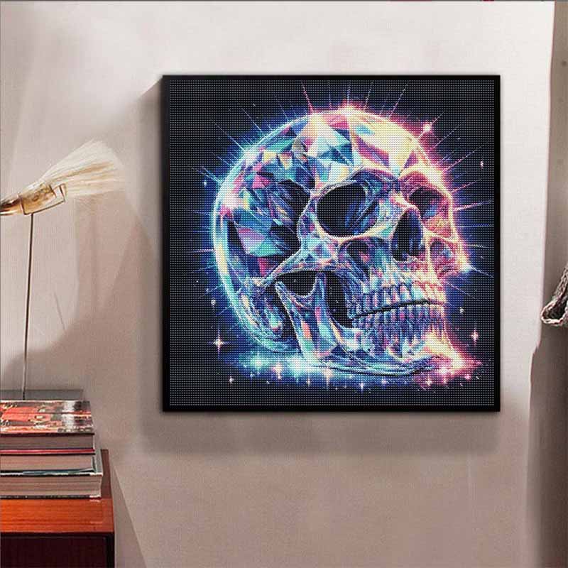 Diamond Painting Kit Colorful Cosmic Crystal Skull Pattern DIY Full Drill Canvas Art Relaxing Handmade Gift for Craft Lovers