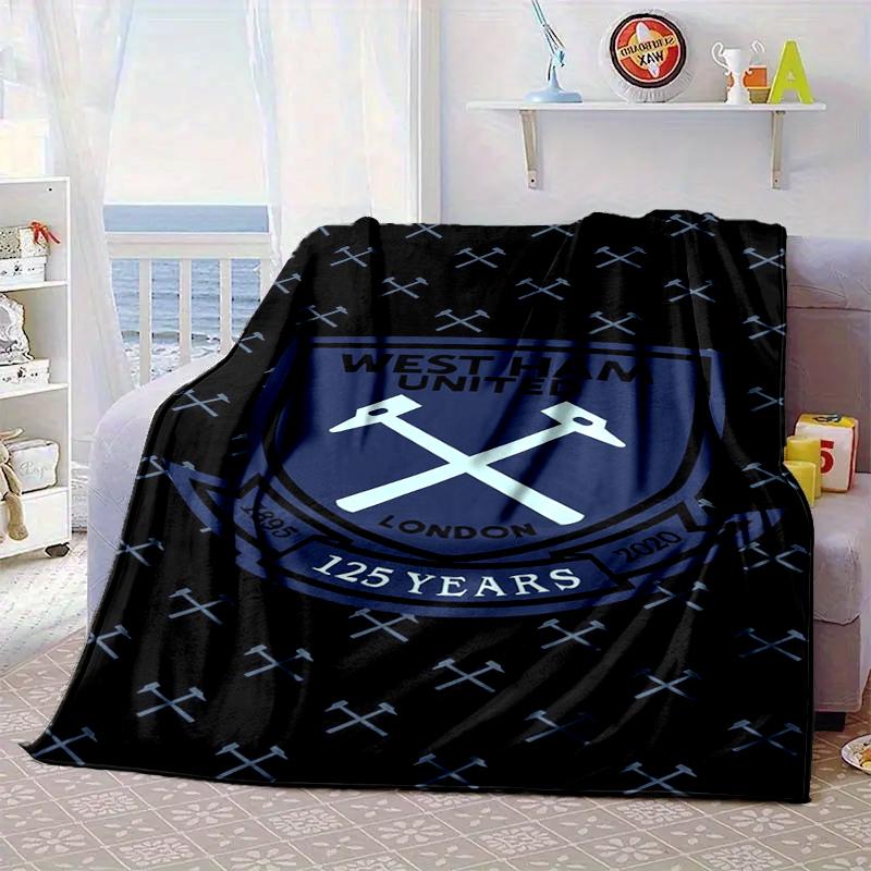 West Fußball Club Decke Flanelldecke für Bett, Sofa, Camping, Wandern, Picknick Zubehör, Geschenk für Familie Fan Geschenke