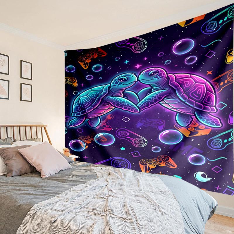 Underwater Two Sea Turtles Tapestry Room Decoration Wall Hanging for Living Room Bedroom, Dormitory, Birthday and Christmas Gifts