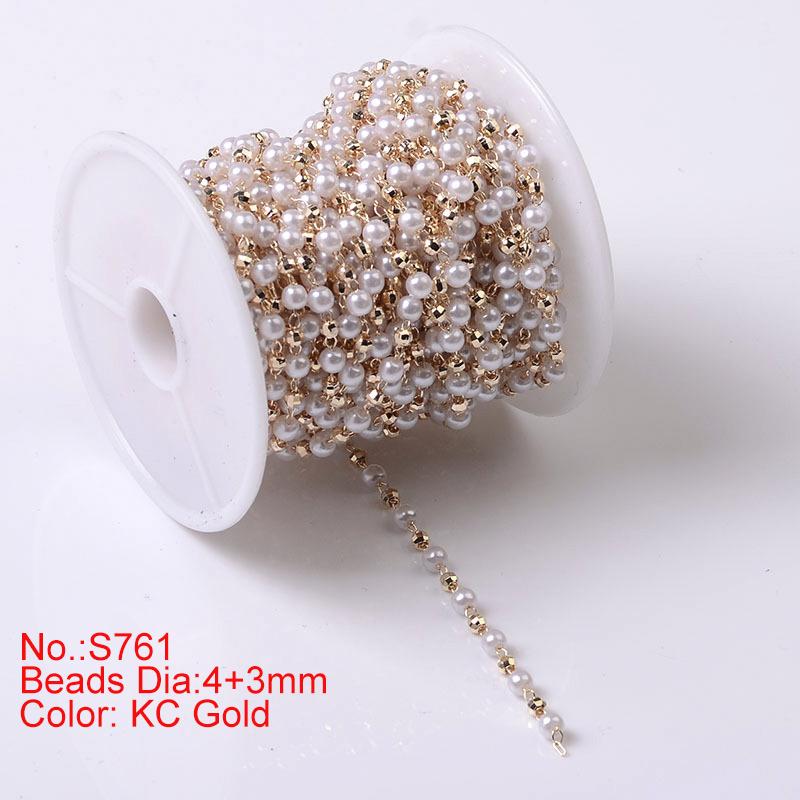 1Meter Beaded Chain Imitation Pearl Chain Copper Necklace Chain Handmade Accessories for Jewelry Making Components Crafts DIY