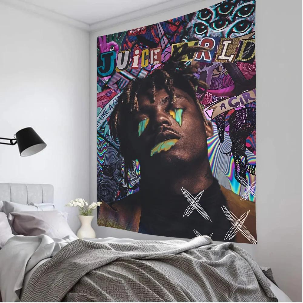 1PC Juice Wrld Tapestry Printed Large Wall Tapestry Art Science Fiction Room Home Decor Decor Blanket