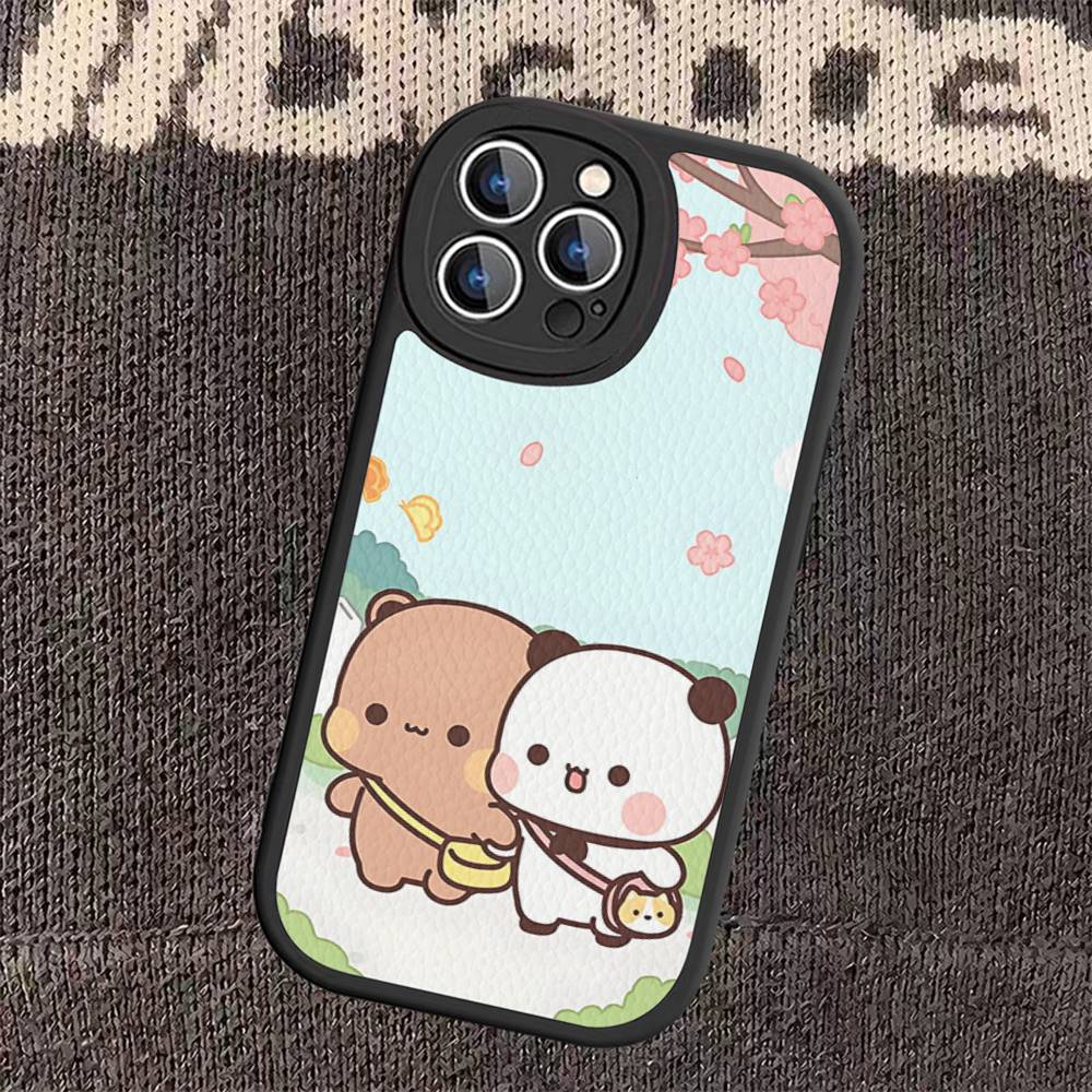 Cute Cartoon Bubu Dudu Phone Case for iPhone 16 15 14 13 Pro Max 11 12 Plus Leather Silicone Cover