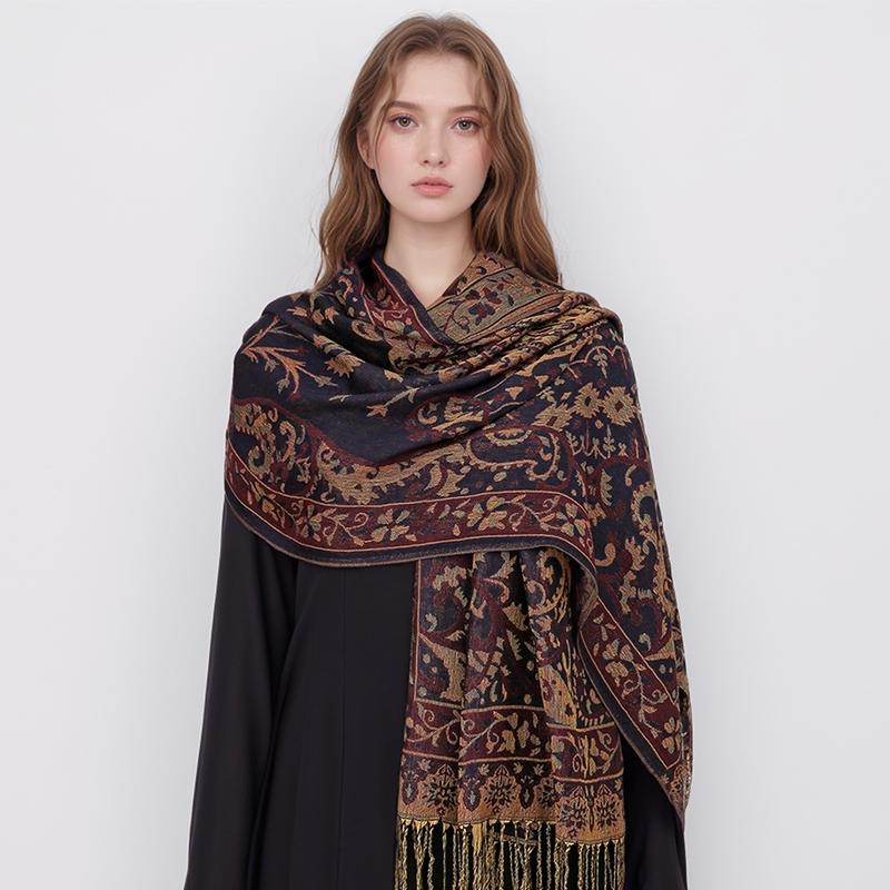Luxury Brand Autumn Cashmere Pashmina Shawl Lady Wrap Warm Winter Scarves Design Print Female Foulard Cotton Stoles Scarf