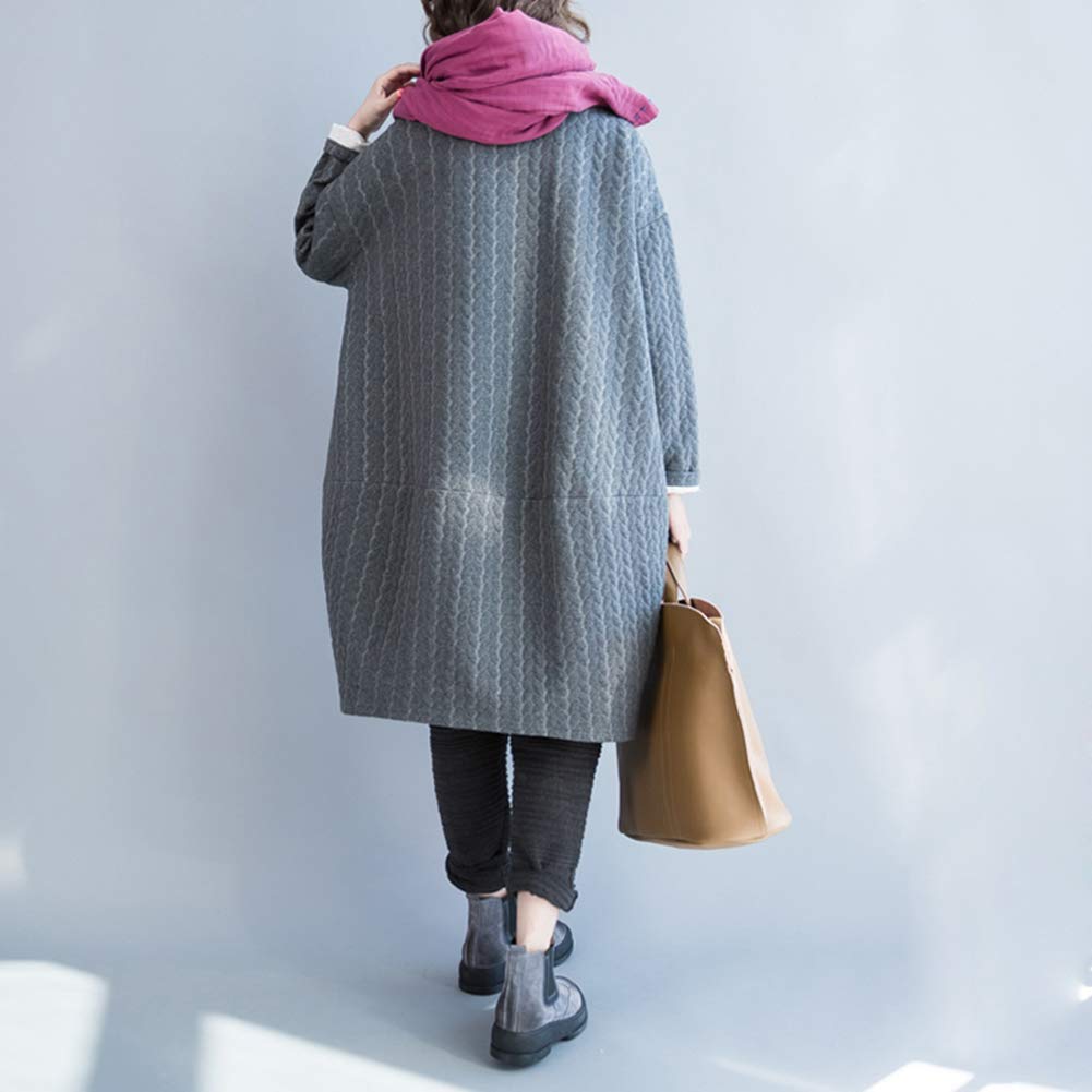 ShuMing Tunic Long Plus Short Solid Color Women's Loose-Fit Dress, Sleeves, Knee-Length, Flattering, Casual, Size, Fall/Winter, Dress, (8 Gray)