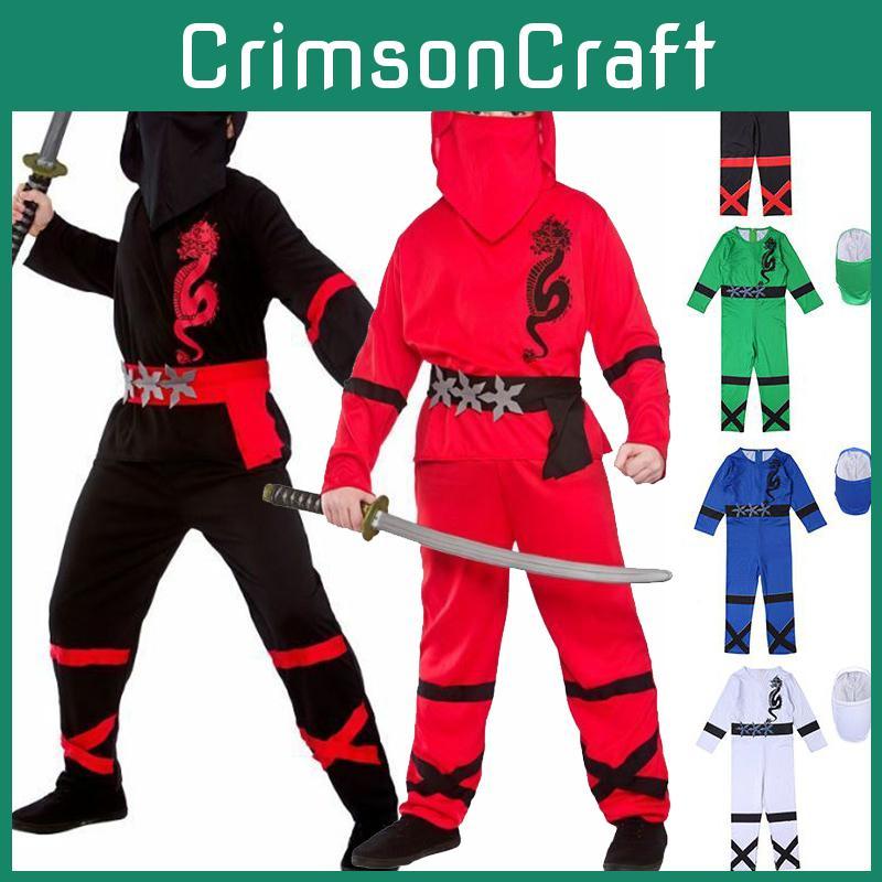 Ninja Power Boys Costume Martial Arts Japanese Samurai Warrior Dress Fancy