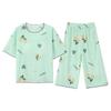Summer Pajamas Set with Chest Pad for Women Plus Size 4XL 5XL Flower Print Short Sleeve Tops and Capri Pants Sleepwear Female Casual Pyjamas  Homewear