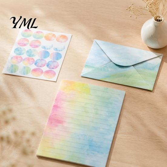 Personalized Correspondence Paper Watercolor Letterhead Set, Envelopes Letter And Stickers Elegant Stationery Kit for Women Kit, Handwritten Birthday