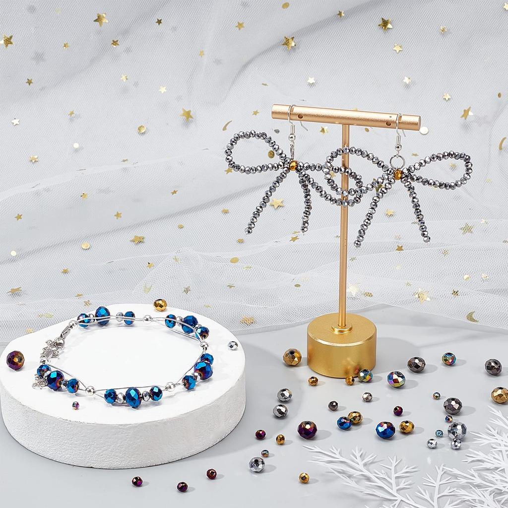 PH PandaHall 4350 Pieces Glass Beads Colorful Beads AB Color Electroplated Beads Rainbow Beads Cut Faceted Accessory Materials Handmade Parts Bracelet