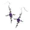 Victorian Gothic Rose Cross Earrings - Silver Gothic Jewelry