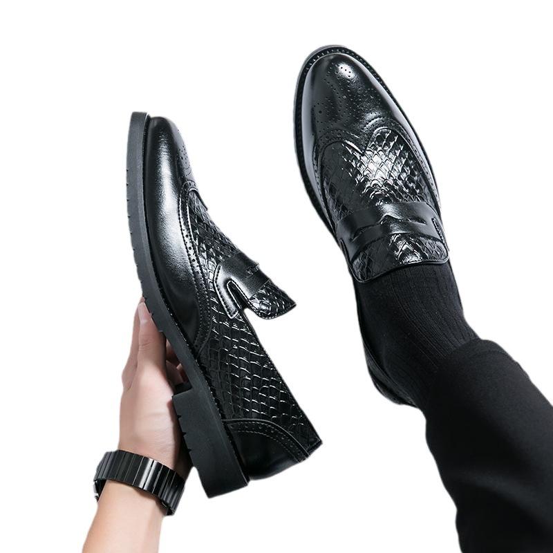 Foreign Trade Korean Version of Business Leisure Foot Cover Men's European and American Large Size Brock Loafers Fashion Open Smile Lazy Leather Shoes
