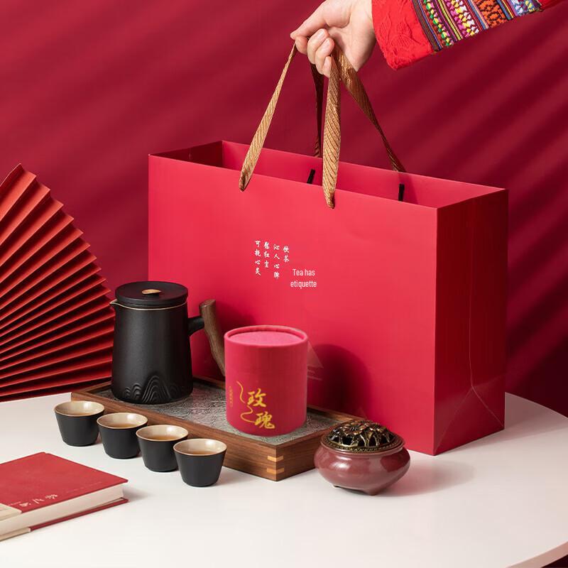 Splendid Peaks Ceramic Tea Set with Incense Burner