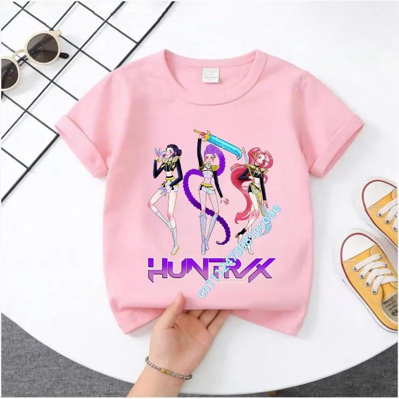 Kpop Demon Hunters Children's T Shirt Short Sleeve Saja Boys Kdis T-shirt Cute Kpop Demon Hunters Harajuku Tshirt for Boys Girls