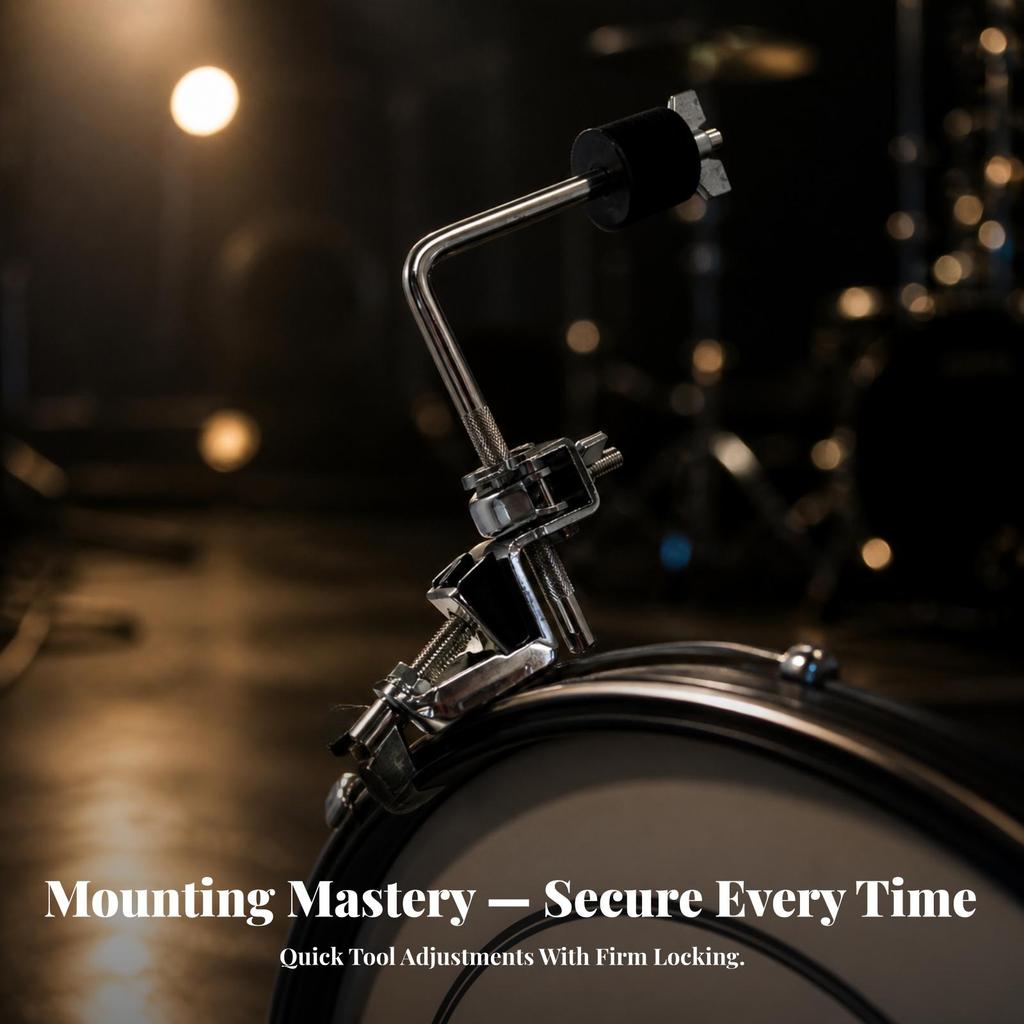Long-Lasting Bass Drum Hoop Clamp with Mounting Rod Secure Zinc-Alloy