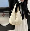 Cedar Eight Large Capacity Boat-Shaped Balloon Bag, Lightweight Canvas One-Shoulder Bag, A4 Compatible, Mother's Bag (White)