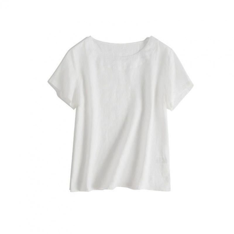 Summer Commuting Simple and Artistic Thin Round Neck Short Sleeve Women's Casual T-Shirt Top