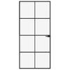Interior Door Black 93 X 201.5 Cm Tempered Glass & Aluminum Slim Frame