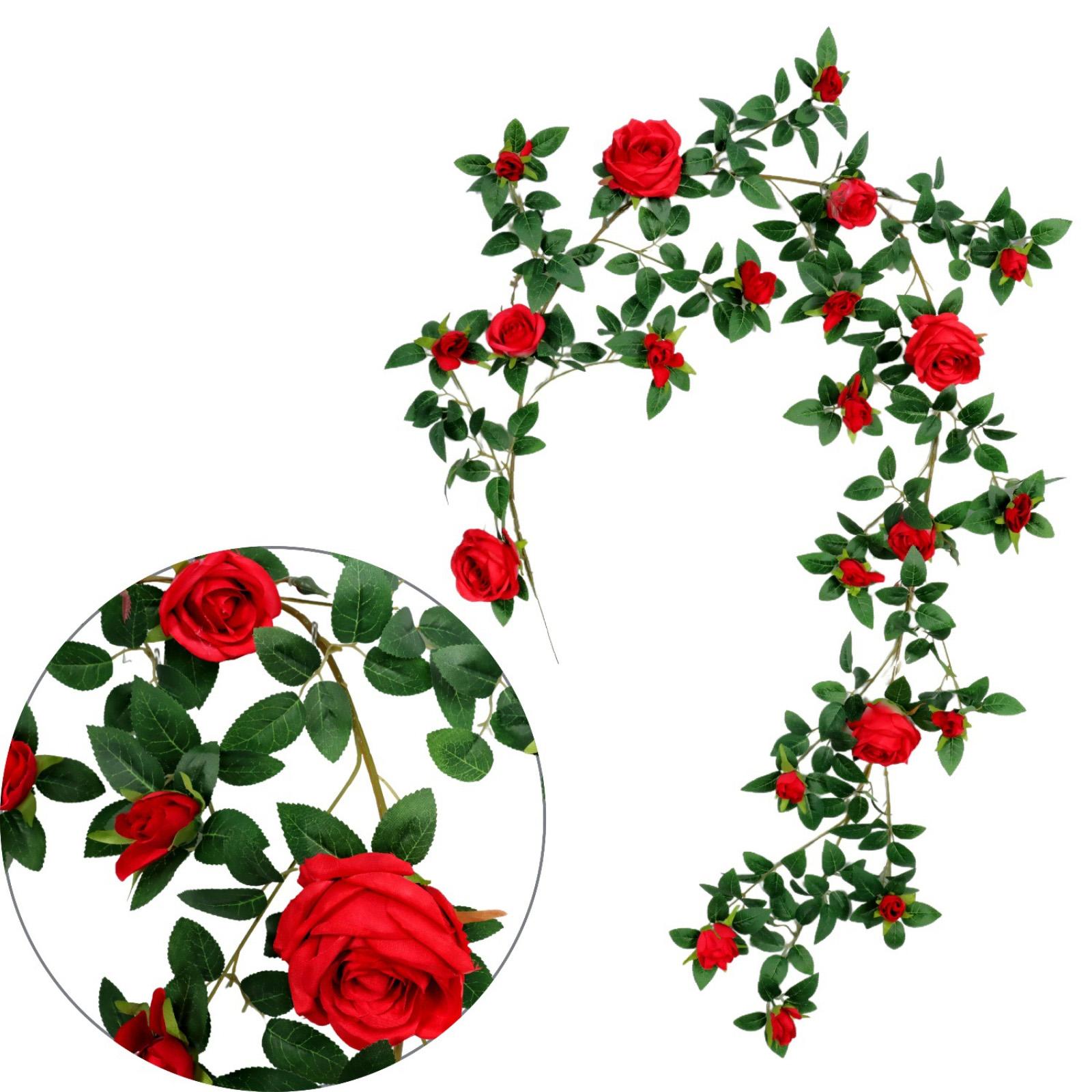 

Artificial Rose Vine Garland with Lifelike Leaves and Realistic Floral Design for Indoor Outdoor Decorative Use One Size красный