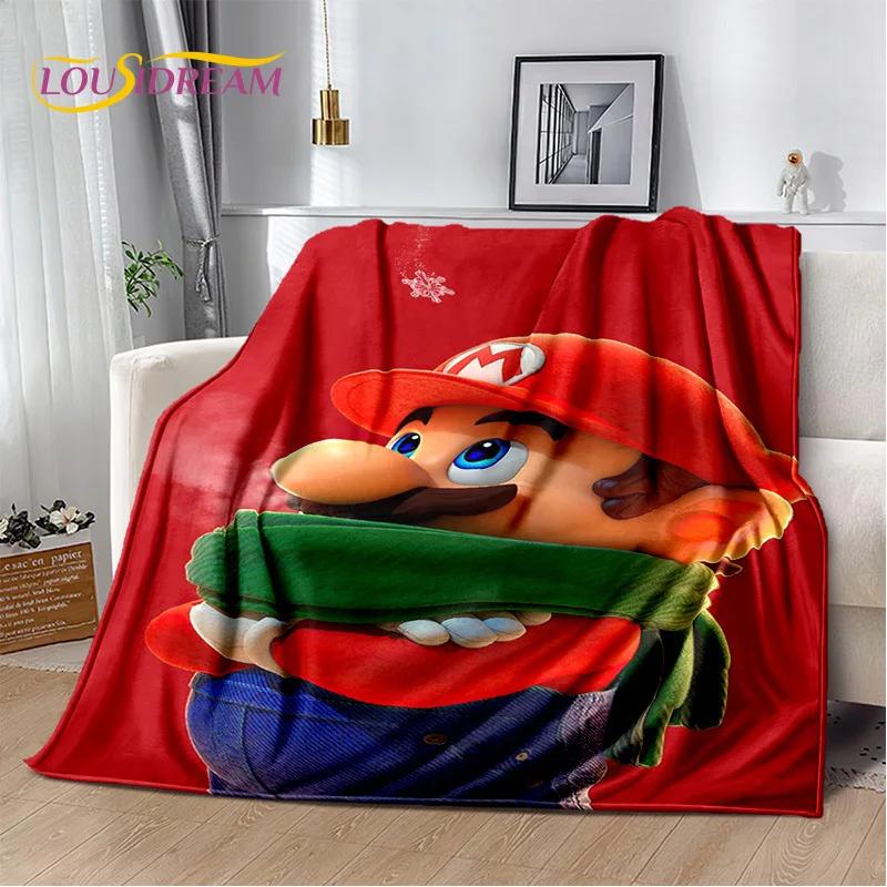 3D Retro M-Mario Cartoon Game Soft Plush Blanket,Flannel Blanket Throw Blanket for Living Room Bedroom Bed Sofa Picnic Kids Gift