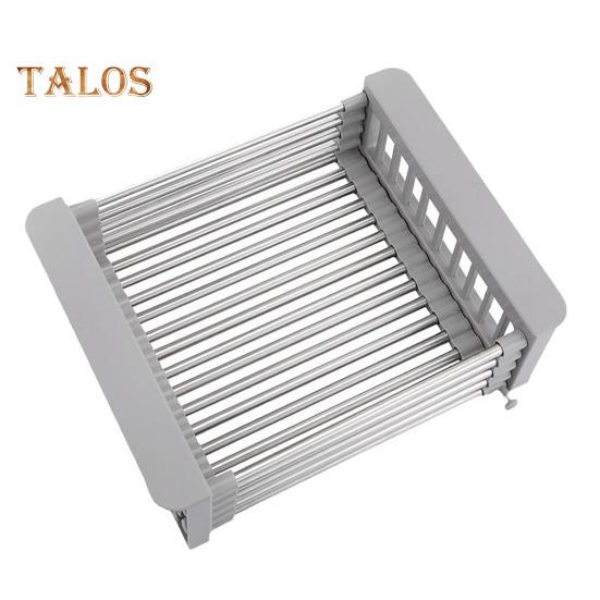 Stainless Steel Drain Rack Retractable Design Large Capacity Rust-Proof Corrosion Resistant Kitchen Sink Hollow Drain Rack Organizer