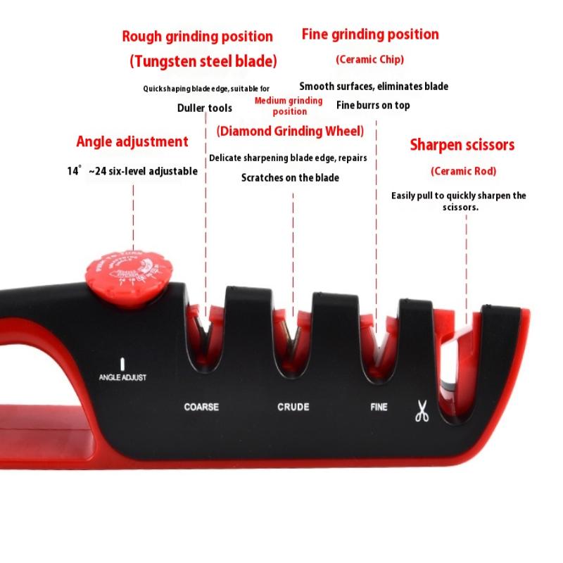 4-in-1 Knife Sharpener Professional Kitchen Grinding Machine Scissors Knives Grinder Whetstone Tool Adjustable Angle