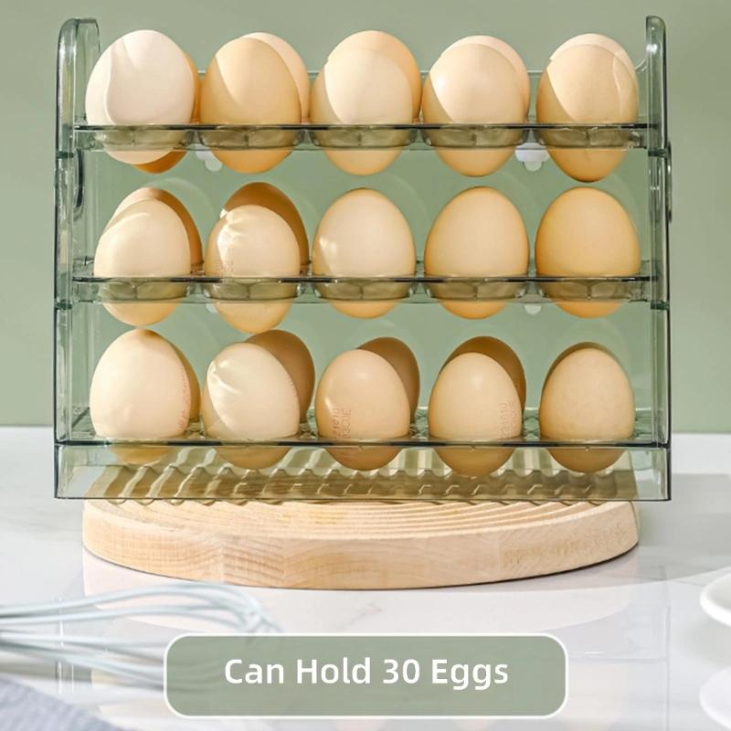 3 Tiers Eggs Holder With One Hand Operations Designs For Fridge Door Storage Clear Plastic Container Holds 30 Eggs